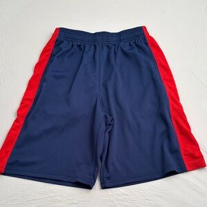 Liberty Pro navy blue and red athletic shorts with pockets